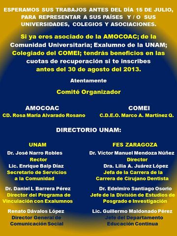 8 PÓSTER JUNIO 2013
COMITÉ ORGANIZADOR Y DIRECTORIO UNAM
